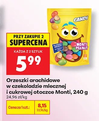 Orzeszki arachidowe w czekoladzie mlecznej i cukrowej otoczce Monti promocja w Biedronka