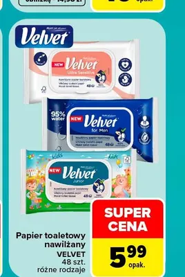 Papier toaletowy nawilżany Velvet Junior promocja w Carrefour