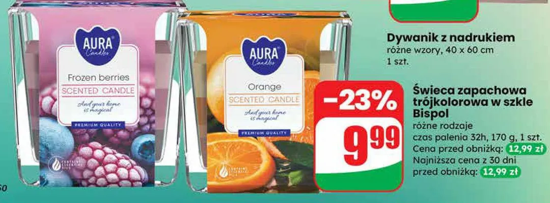 Świeca zapachowa trójkolorowa w szkle Bispol promocja w Dino