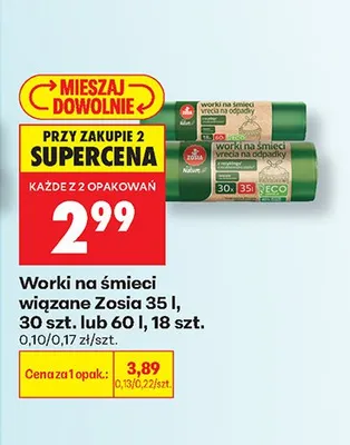 Worki na śmieci wiązane Zosia 35 l promocja w Biedronka