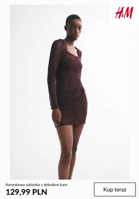 Sukienka koronkowa z dekoltem karo H&M promocja w H&M