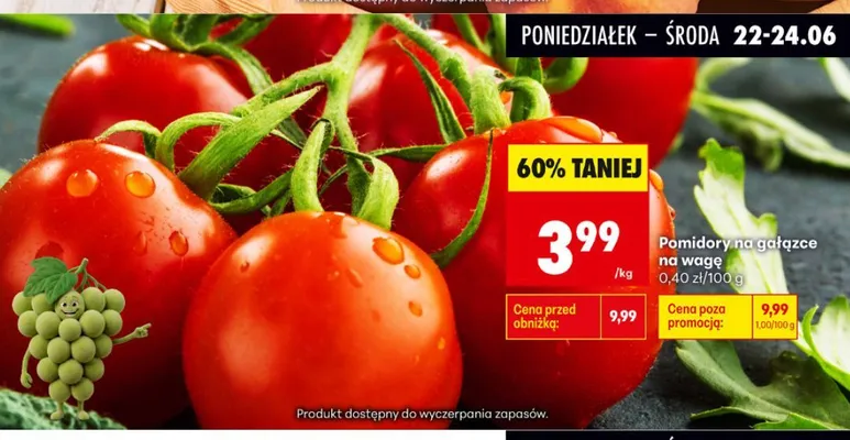 Pomidory na gałązce na wagę promocja w Biedronka