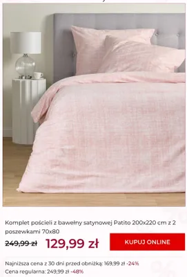 Komplet pościeli z bawełny satynowej Patito 200x220 cm z 2 poszewkami 70x80 promocja w home&you