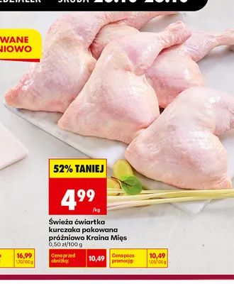 Świeża ćwiartka kurczaka pakowana próżniowo Kraina Mięs promocja w Biedronka