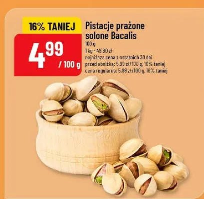 Pistacje prażone solone promocja w POLOmarket