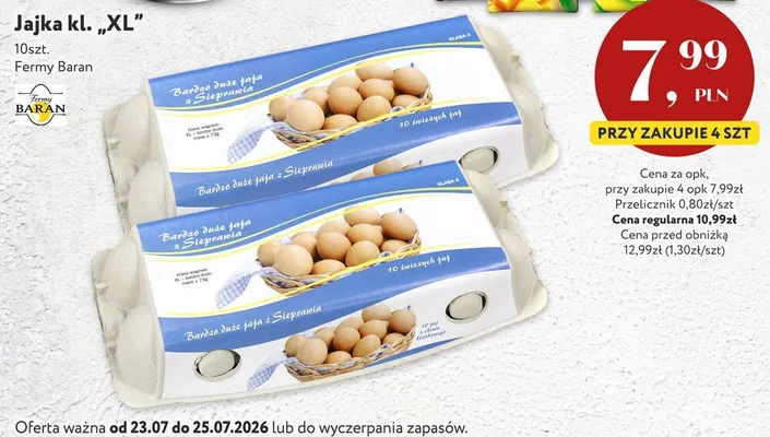 Jajka kurze kl. XL Fermy Baran promocja w Market Point