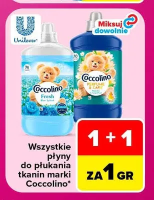 Płyny do płukania tkanin marki Coccolino promocja w Carrefour Market