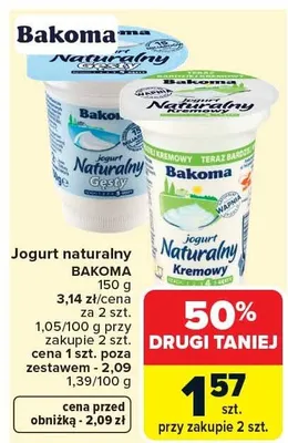 Jogurt naturalny różne rodzaje promocja w Carrefour