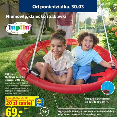 Huśtawka bocianie gniazdo promocja w Lidl