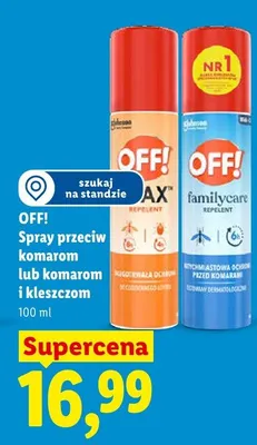 Spray przeciw komarom i kleszczom OFF! MAX repelent promocja w Lidl
