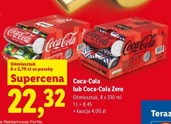 Napój gazowany Coca-Cola Zero 8-pak promocja w Lidl