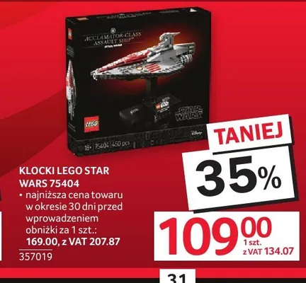 Klocki LEGO Star Wars 75404 promocja w Selgros