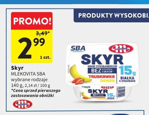 Skyr Mlekovita SBA promocja w Intermarche