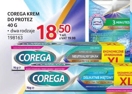 Krem do mocowania protez Corega Super Mocny Neutralny Smak 40 g promocja w Selgros