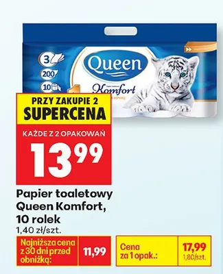 Papier toaletowy Komfort, 10 rolek promocja w Biedronka