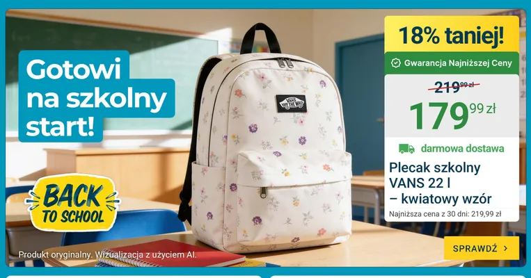 Plecak szkolny VANS 22 l kwiatowy wzór promocja w ERLI
