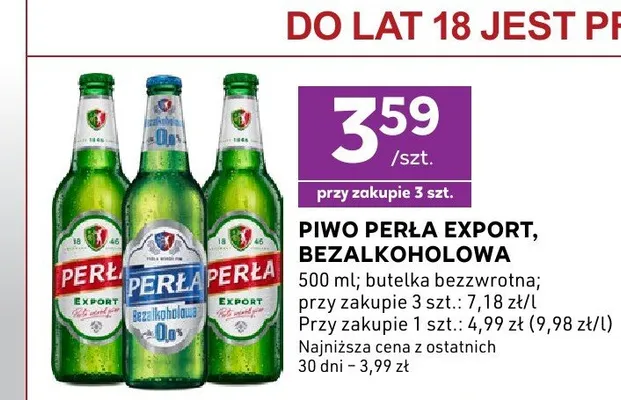 Piwo bezalkoholowe Perła Bezalkoholowa promocja w Stokrotka