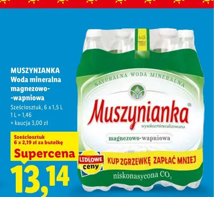 Woda mineralna magnezowo-wapniowa Muszynianka 6-pak promocja w Lidl