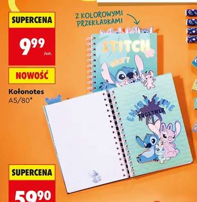 Kołonotes A5 80 kartek St. Majewski Disney Stitch promocja w Biedronka