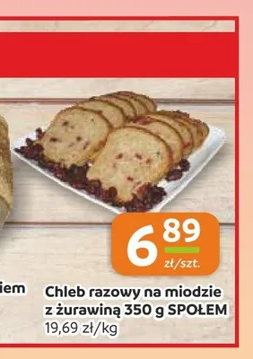Chleb razowy na miodzie z żurawiną Społem promocja w Społem Częstochowa