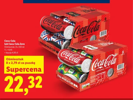 Napój gazowany Coca-Cola Zero Sugar 8-pak 330 ml promocja w Lidl