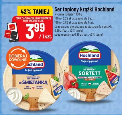 Ser topiony krążki Hochland Sortett promocja w POLOmarket