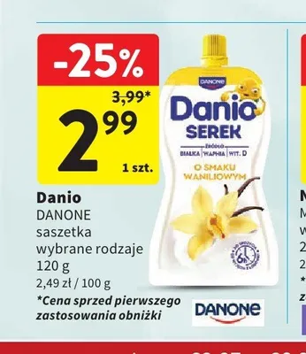 Serek homogenizowany Danio Danone waniliowy promocja w Intermarche