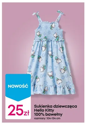 Sukienka dziewczęca Hello Kitty 100% bawełny promocja w Pepco