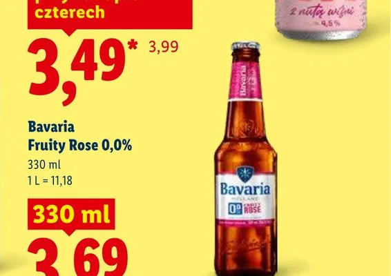 Piwo bezalkoholowe Bavaria Fruity Rose 0,0% promocja w Lidl