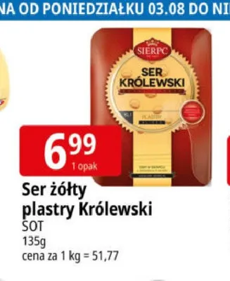 Ser żółty plastry Królewski Sierpc promocja w Leclerc