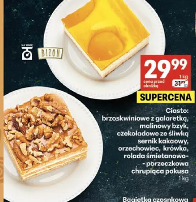 Ciasto malinowy bzyk Bizon promocja w Delikatesy Centrum