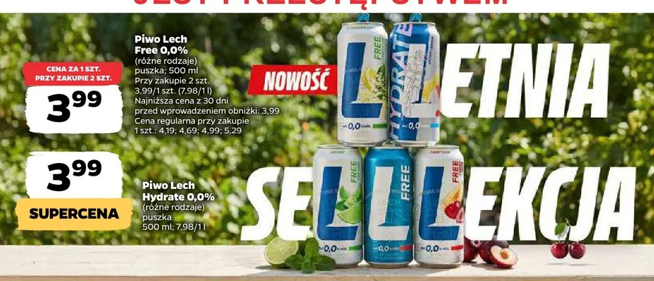 Piwo Lech Hydrate 0,0% promocja w Netto