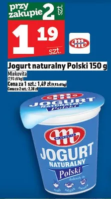 Jogurt naturalny Polski 150 g promocja w TOPAZ