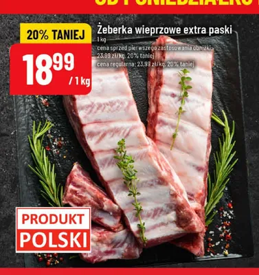Żeberka wieprzowe extra paski promocja w POLOmarket