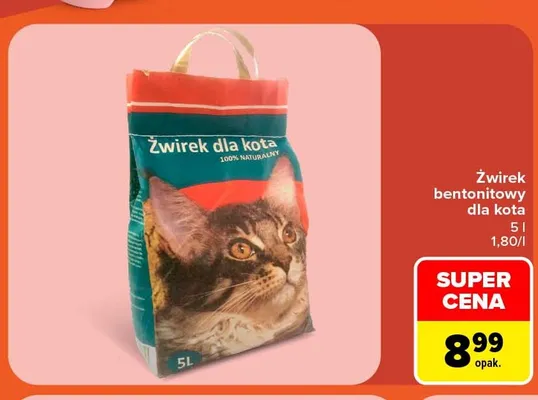 Żwirek bentonitowy dla kota promocja w Carrefour