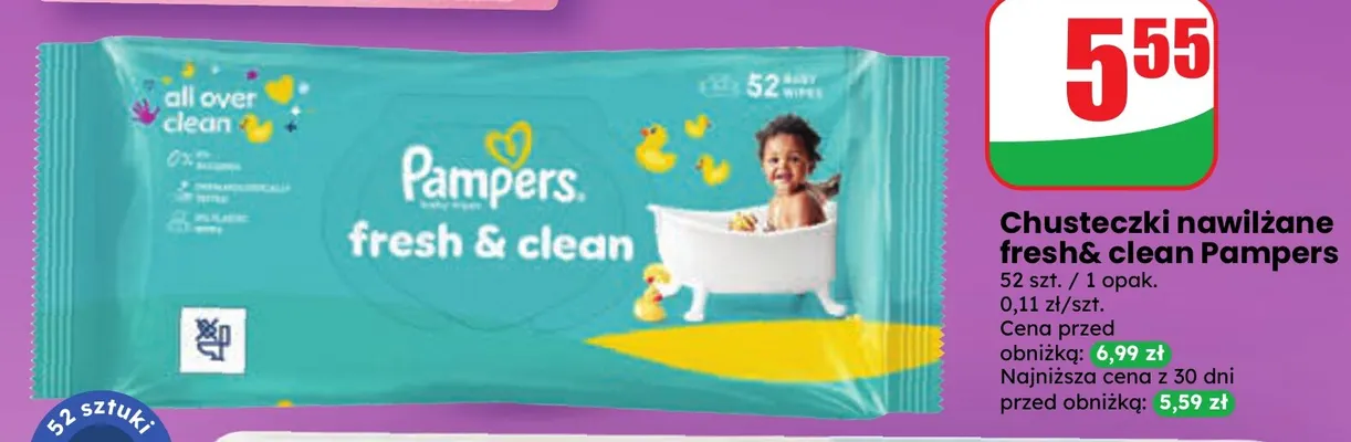 Chusteczki nawilżane Fresh & Clean Pampers promocja w Dino