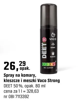 Spray na komary, kleszcze i meszki Vaco Strong DEET 50% promocja w OBI