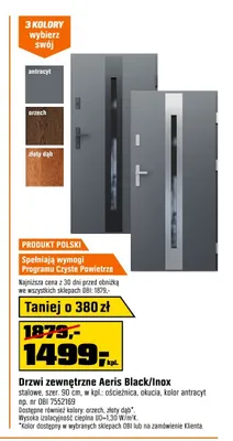 Drzwi zewnętrzne Aeris Black/Inox promocja w OBI
