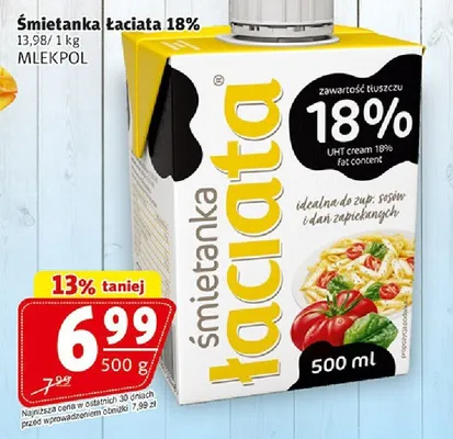 Śmietanka Łaciata 18% Mlekpol promocja w Prim Market