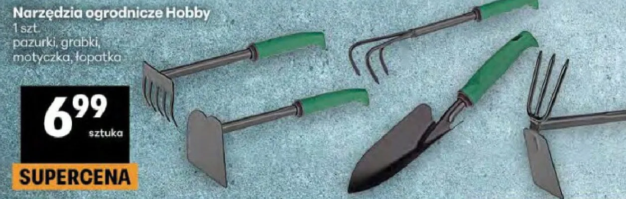 Narzędzia ogrodnicze pazurki, grabki, motyczka, łopatka promocja w Delikatesy Centrum