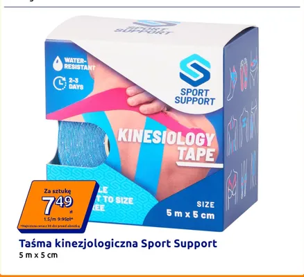 Taśma kinezjologiczna Sport Support 5mx5 cm promocja w Action