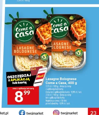 Lasagne Bolognese Come a Casa promocja w Twój Market