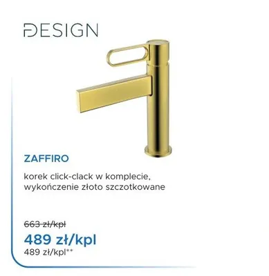 Bateria umywalkowa stojąca Design Zaffiro złoto szczotkowane promocja w Blu Salony Łazienek