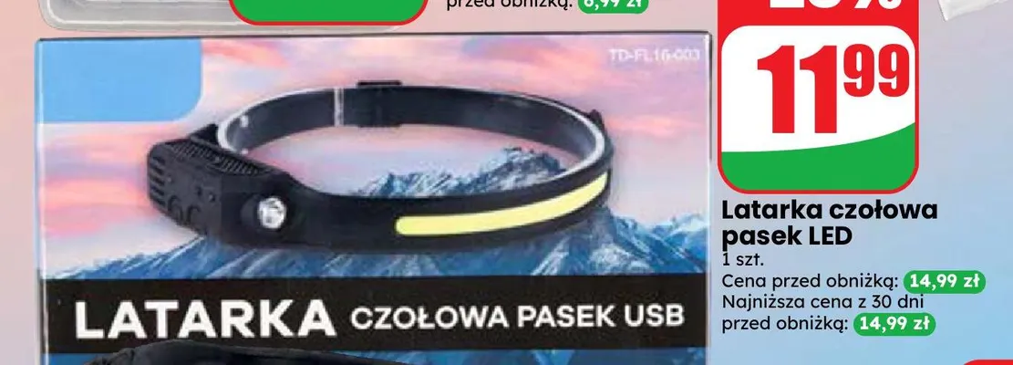 Latarka czołowa pasek LED promocja w Dino