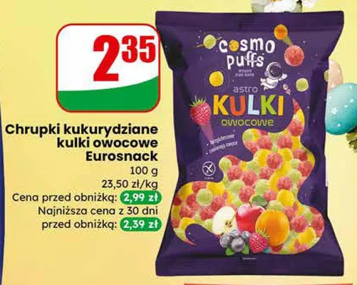 Chrupki kukurydziane kulki owocowe Eurosnack promocja w Dino
