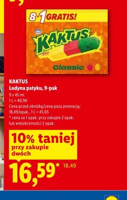 Lody na patyku KAKTUS 9-pak promocja w Lidl