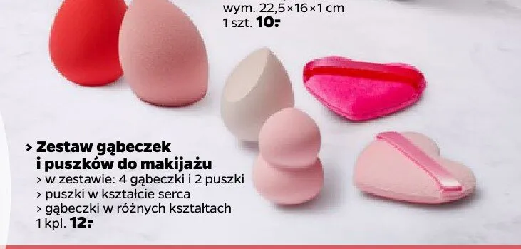 Zestaw gąbeczek i puszków do makijażu promocja w Netto