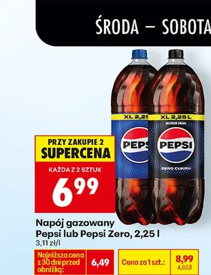 Napój gazowany Pepsi 2,25 l promocja w Biedronka
