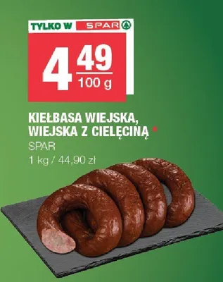 Kiełbasa wiejska, wiejska z cielęciną Spar promocja w SPAR