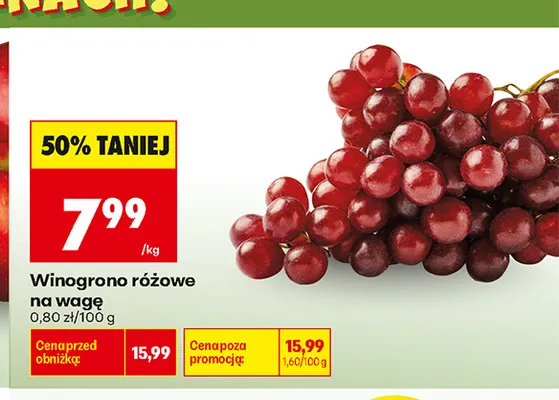 Winogrona różowe promocja w Biedronka